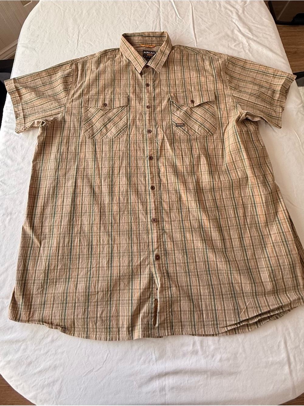 Ariat Rebar Men's 4XL Plaid Short Sleeve Button Up Work Shirt Western